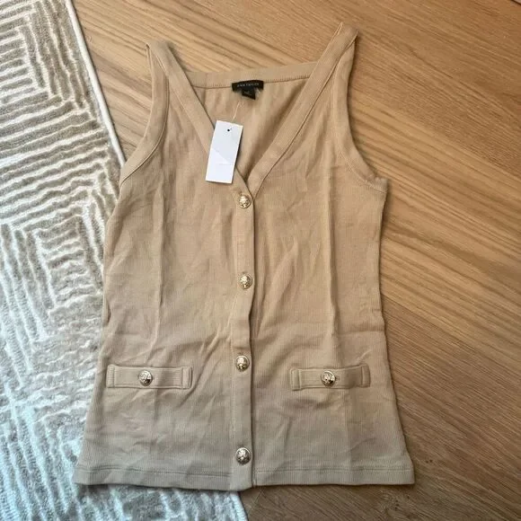 $50 Ann Taylor Button V-Neck Tank Top size XS - Picture 2 of 4